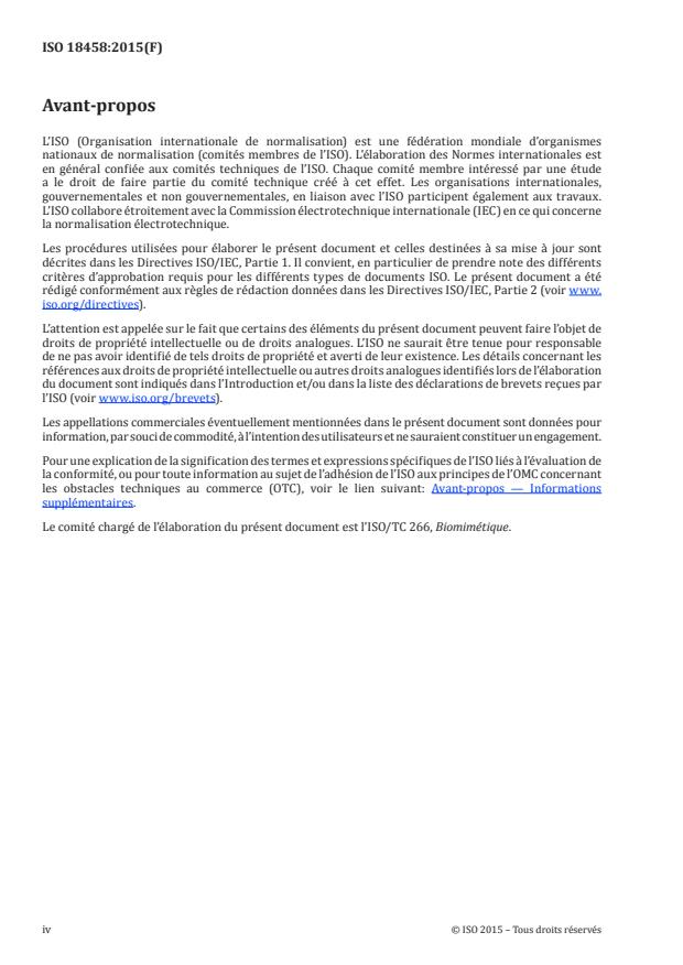 ISO 18458:2015 ISO 18458:2015 - Biomimétique -- Terminologie, concepts et méthodologie - Page 4 preview