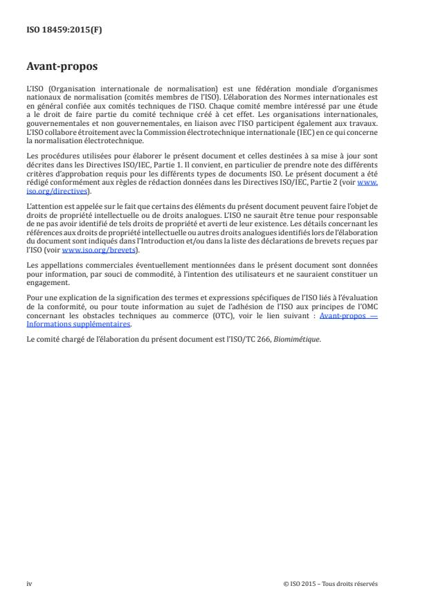 ISO 18459:2015 ISO 18459:2015 - Biomimétique -- Optimisation biomimétique - Page 4 preview