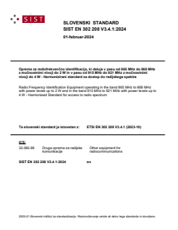 SIST EN 302 208 V3.4.1:2024 SIST EN 302 208 V3.4.1:2024 - BARVE - Page 1 preview