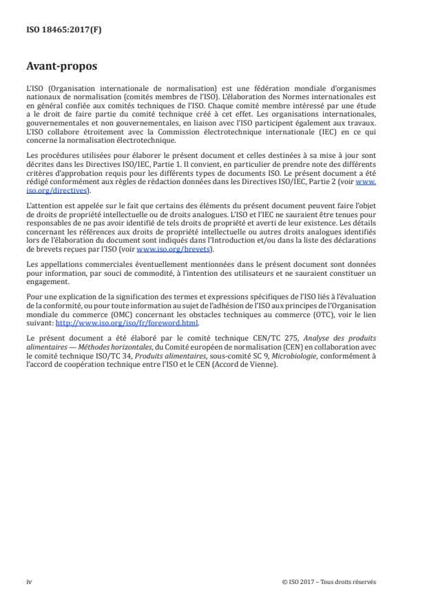 ISO 18465:2017 ISO 18465:2017 - Microbiologie de la chaîne alimentaire -- Détermination quantitative de la toxine émétique (céreulide) par CL-SM/SM - Page 4 preview
