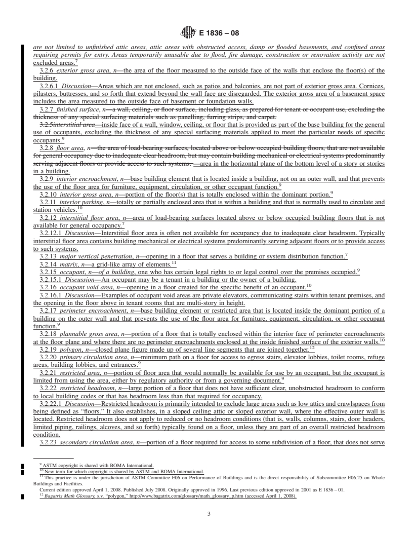 REDLINE ASTM E1836-08 - Standard Practice for Building Floor Area Measurements for Facility Management