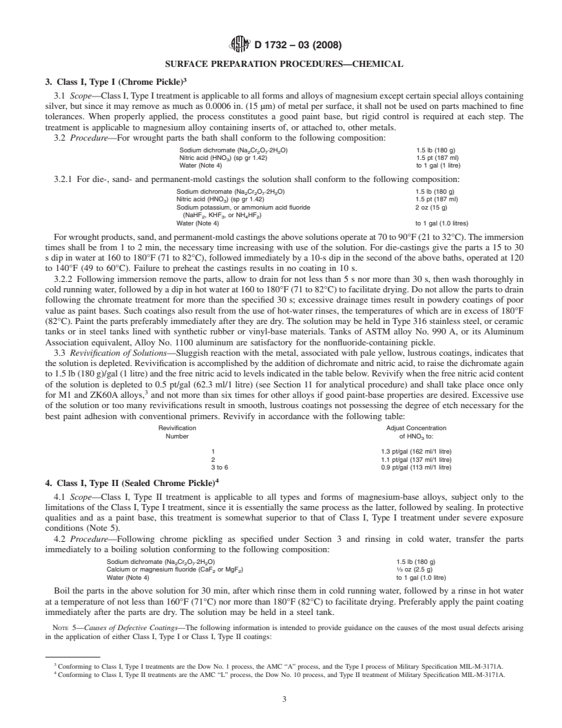 REDLINE ASTM D1732-03(2008) - Standard Practices for  Preparation of Magnesium Alloy Surfaces for Painting