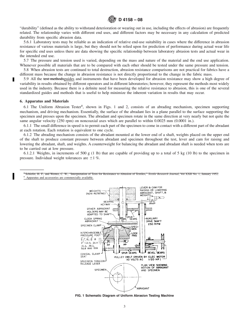 REDLINE ASTM D4158-08 - Standard Guide for Abrasion Resistance of Textile Fabrics (Uniform Abrasion)