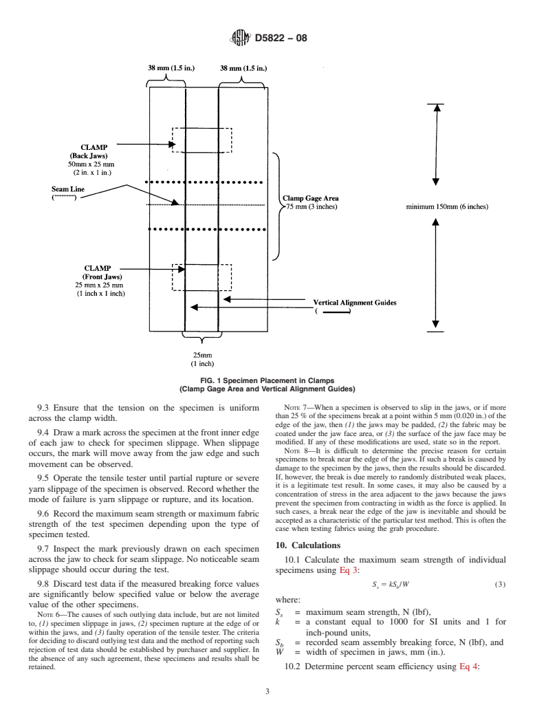 ASTM D5822-08 - Standard Test Method for Determining Seam Strength in Inflatable Restraint Cushions