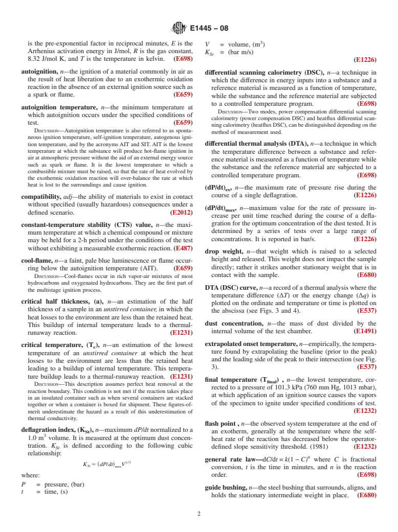 ASTM E1445-08 - Standard Terminology Relating to  Hazard Potential of Chemicals