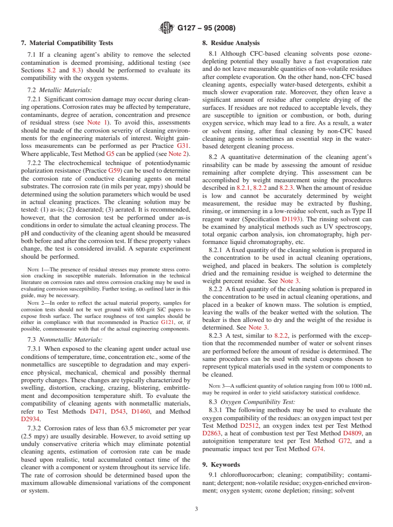 ASTM G127-95(2008) - Standard Guide for the  Selection of Cleaning Agents for Oxygen Systems