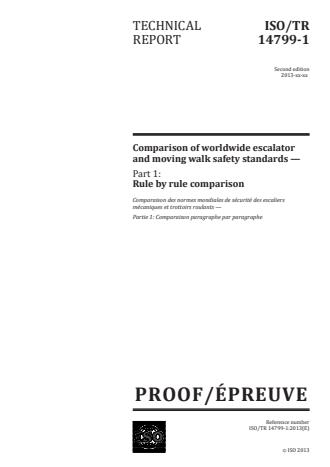 ISO/TR 14799-1:2015 - Comparison of worldwide escalator and moving walk safety standards