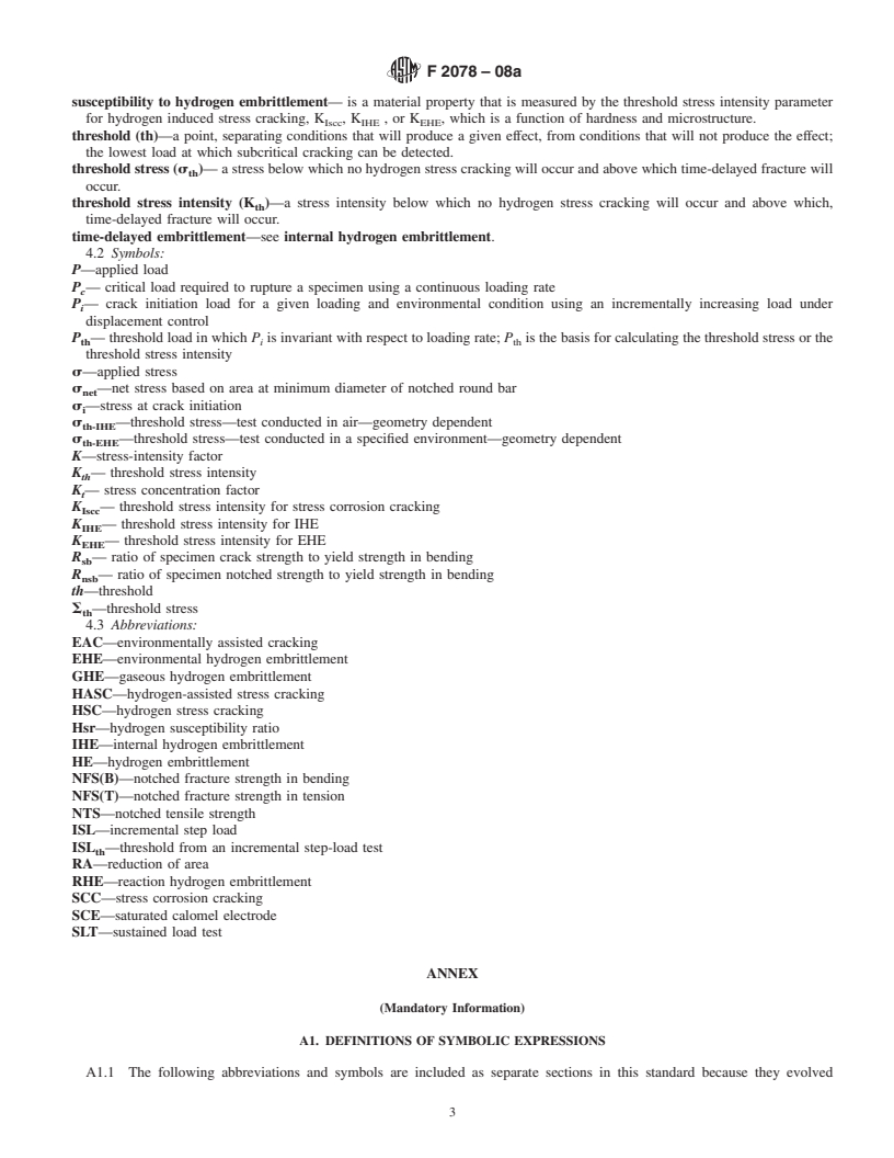 REDLINE ASTM F2078-08a - Standard Terminology Relating to Hydrogen Embrittlement Testing