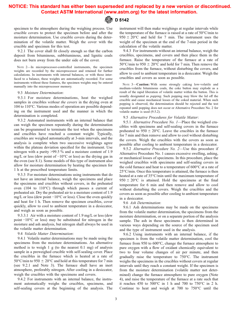 ASTM D5142-90(1998) - Standard Test Methods for Proximate Analysis of the Analysis Sample of Coal and Coke by Instrumental Procedures