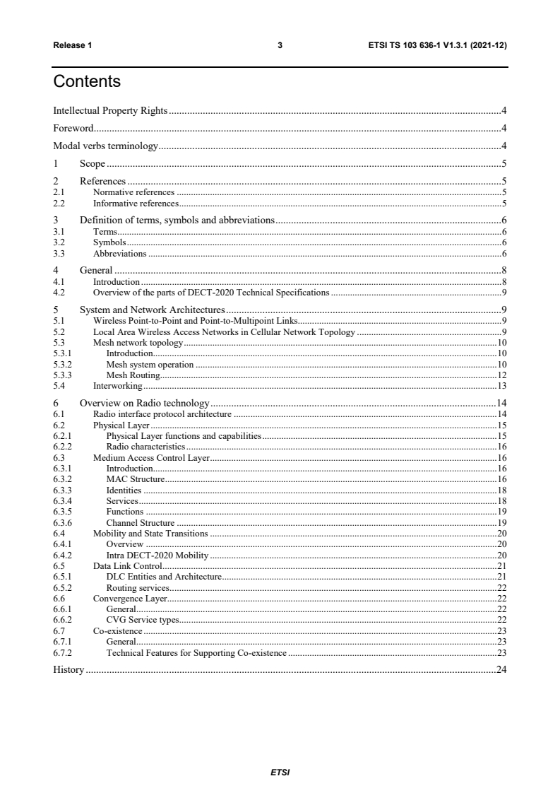 ETSI TS 103 636-1 V1.3.1 (2021-12) - DECT-2020 New Radio (NR); Part 1: Overview; Release 1