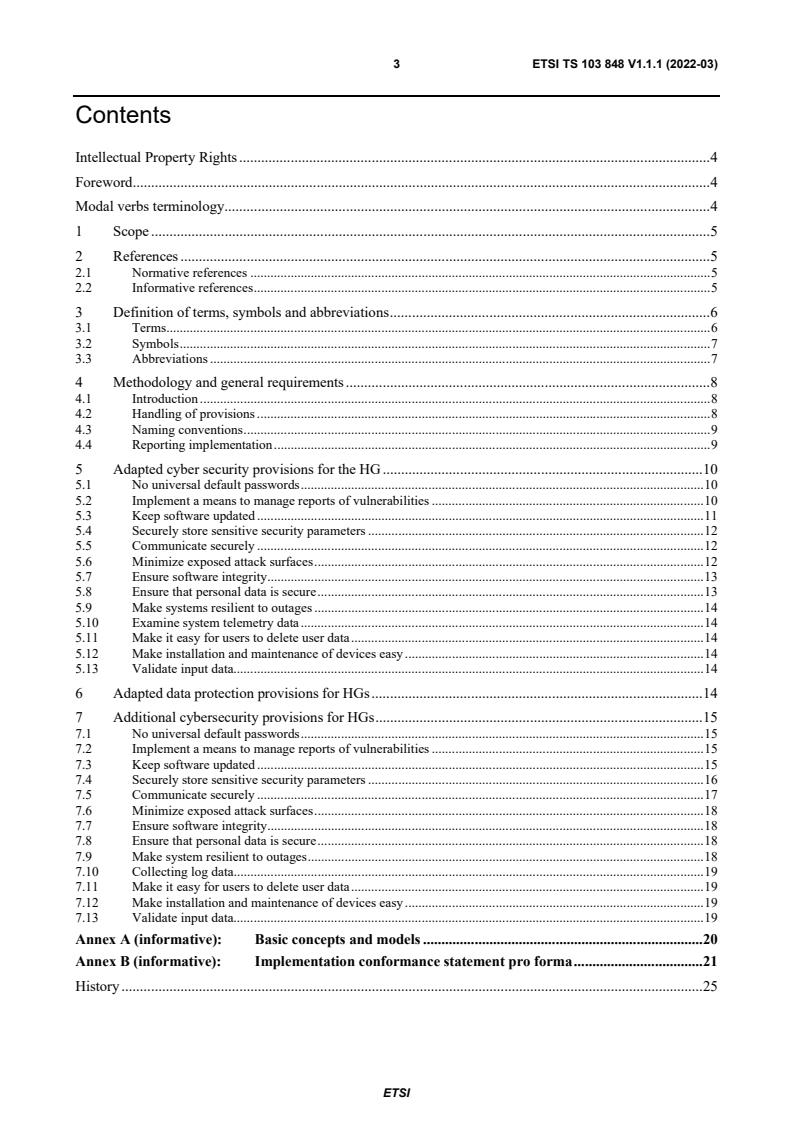 ETSI TS 103 848 V1.1.1 (2022-03) - Cyber Security for Home Gateways; Security Requirements as vertical from Consumer Internet of Things