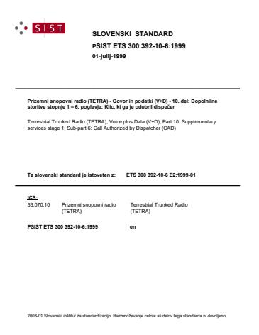 SIST ETS 300 392-10-6:1999 PSIST ETS 300 392-10-6:1999 - Page 1 preview