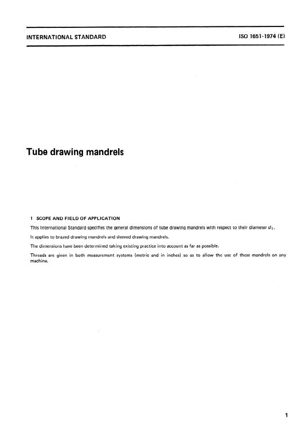 ISO 1651:1974 - Tube drawing mandrels