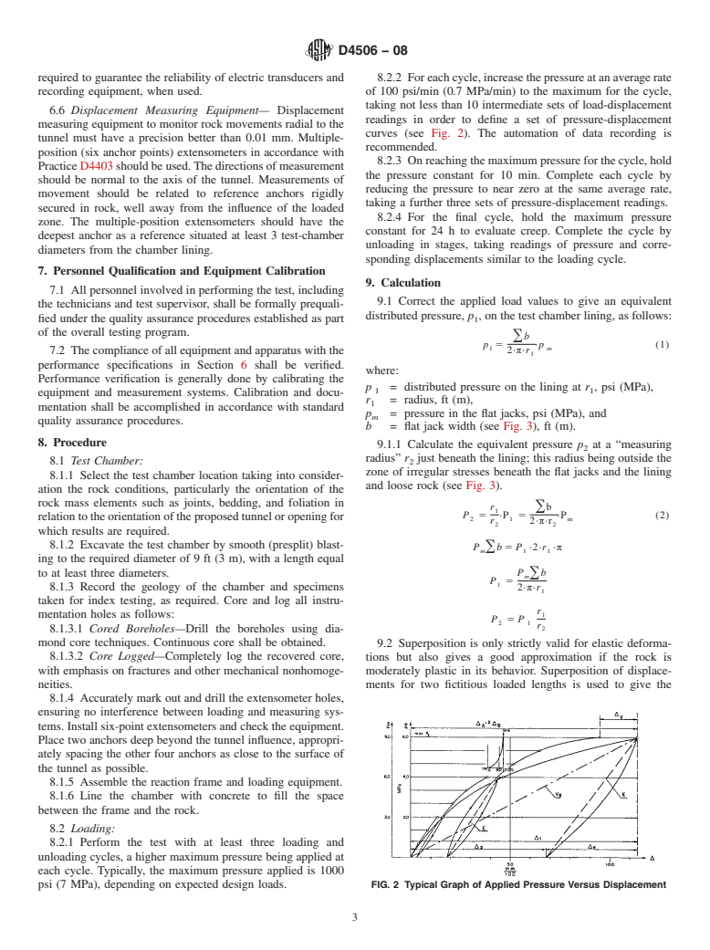 ASTM D4506-08 - Standard Test Method for  Determining In Situ Modulus of Deformation of Rock Mass Using Radial Jacking Test