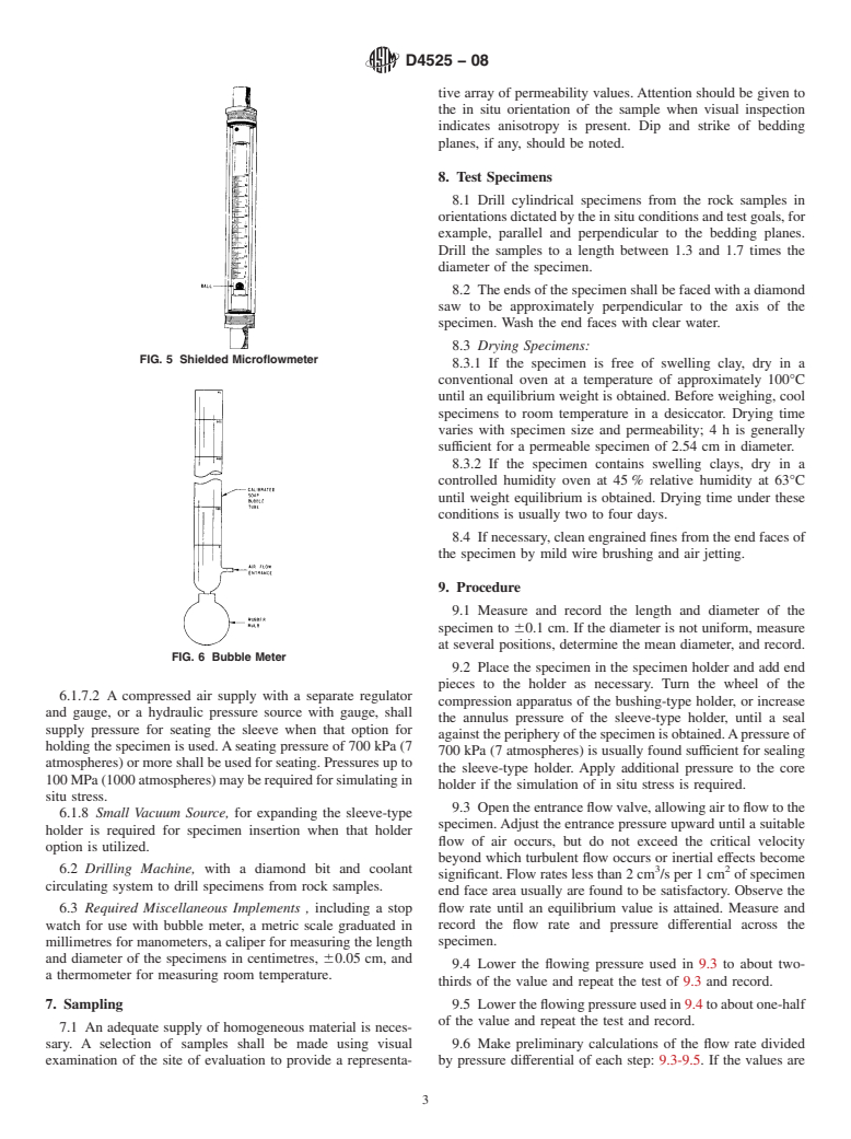 ASTM D4525-08 - Standard Test Method for  Permeability of Rocks by Flowing Air