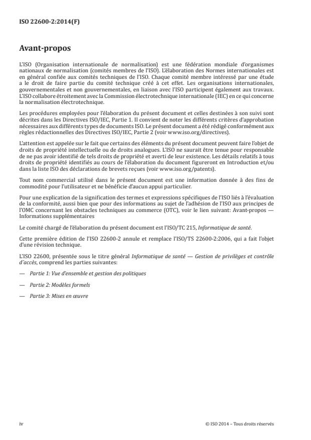 ISO 22600-2:2014 ISO 22600-2:2014 - Informatique de santé -- Gestion de privileges et contrôle d'acces - Page 4 preview