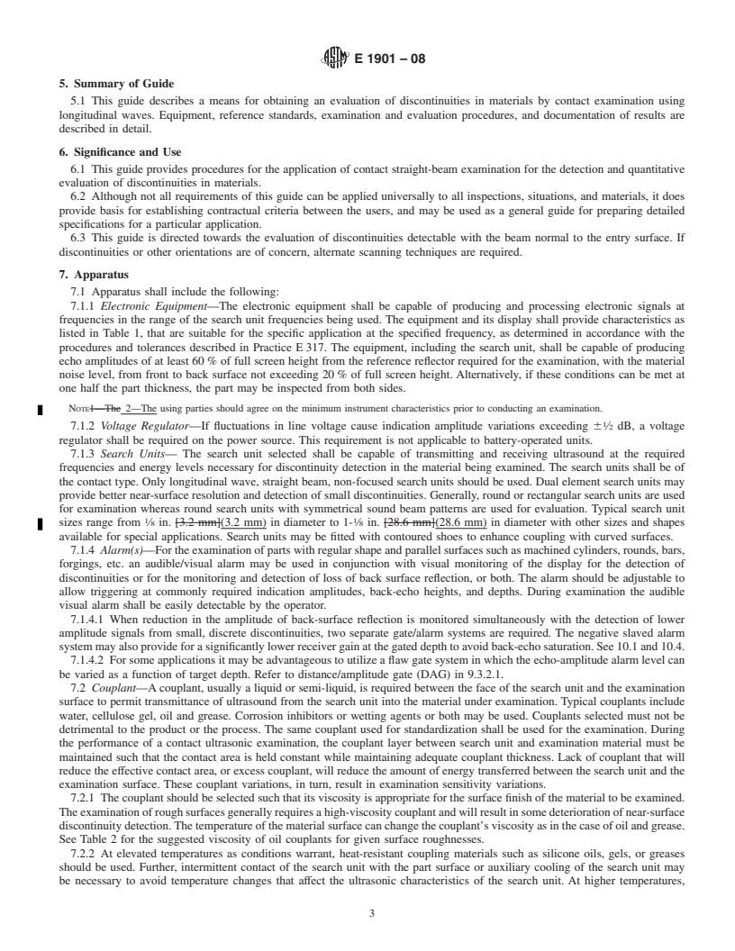 REDLINE ASTM E1901-08 - Standard Guide for Detection and Evaluation of Discontinuities by Contact Pulse-Echo Straight-Beam Ultrasonic Methods