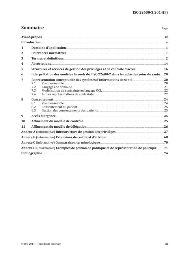 ISO 22600-3:2014 - Informatique de santé -- Gestion de privileges et contrôle d'acces