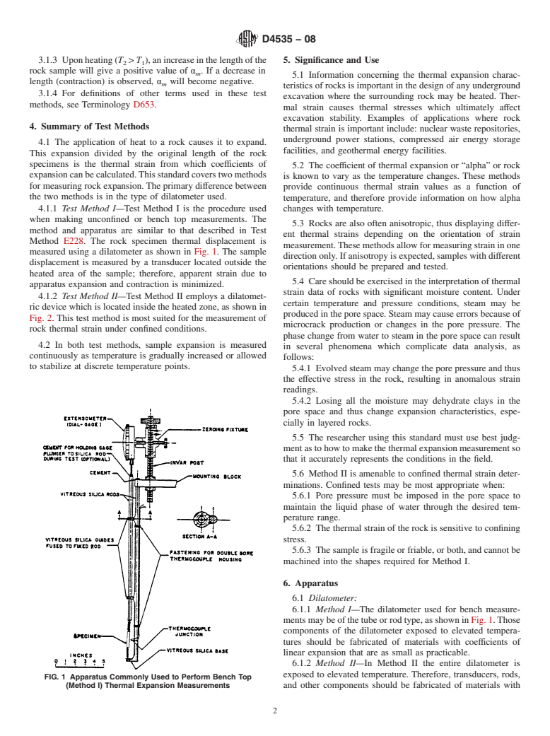 ASTM D4535-08 - Standard Test Methods for  Measurement of Thermal Expansion of Rock Using Dilatometer