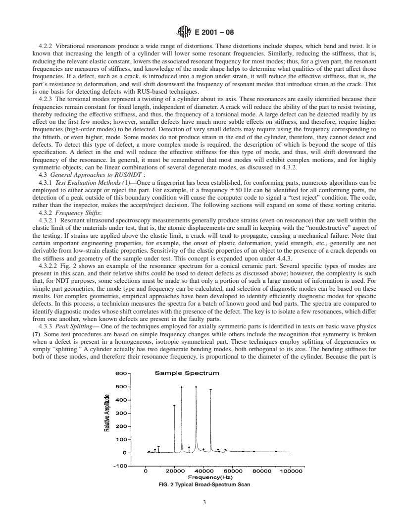 REDLINE ASTM E2001-08 - Standard Guide for Resonant Ultrasound Spectroscopy for Defect Detection in Both Metallic and Non-Metallic Parts