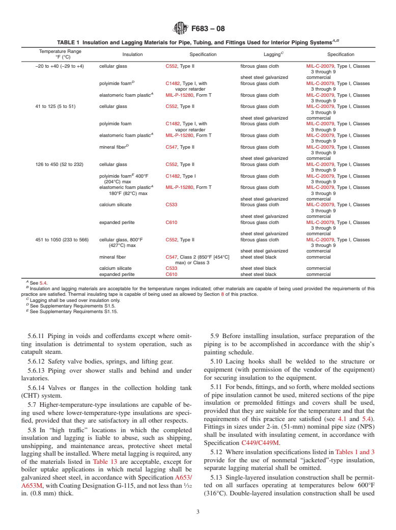 ASTM F683-08 - Standard Practice for Selection and Application of Thermal Insulation for Piping and Machinery