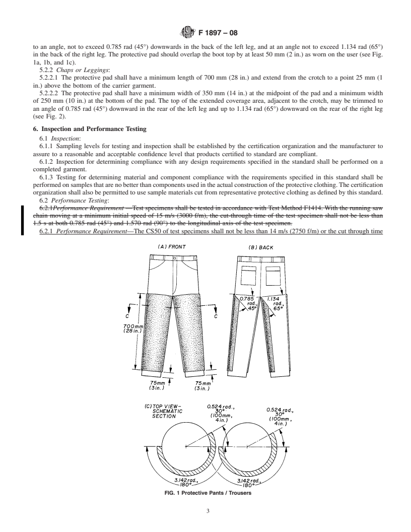 REDLINE ASTM F1897-08 - Standard Specification for Leg Protection for Chain Saw Users