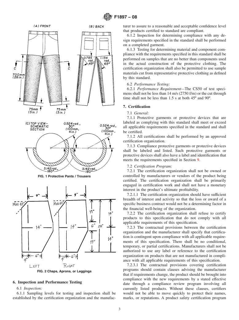 ASTM F1897-08 - Standard Specification for Leg Protection for Chain Saw Users