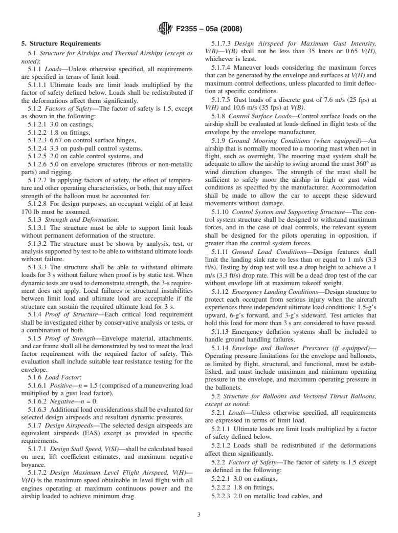 ASTM F2355-05a(2008) - Standard Specification for Design and Performance Requirements for Lighter-Than-Air Light Sport Aircraft