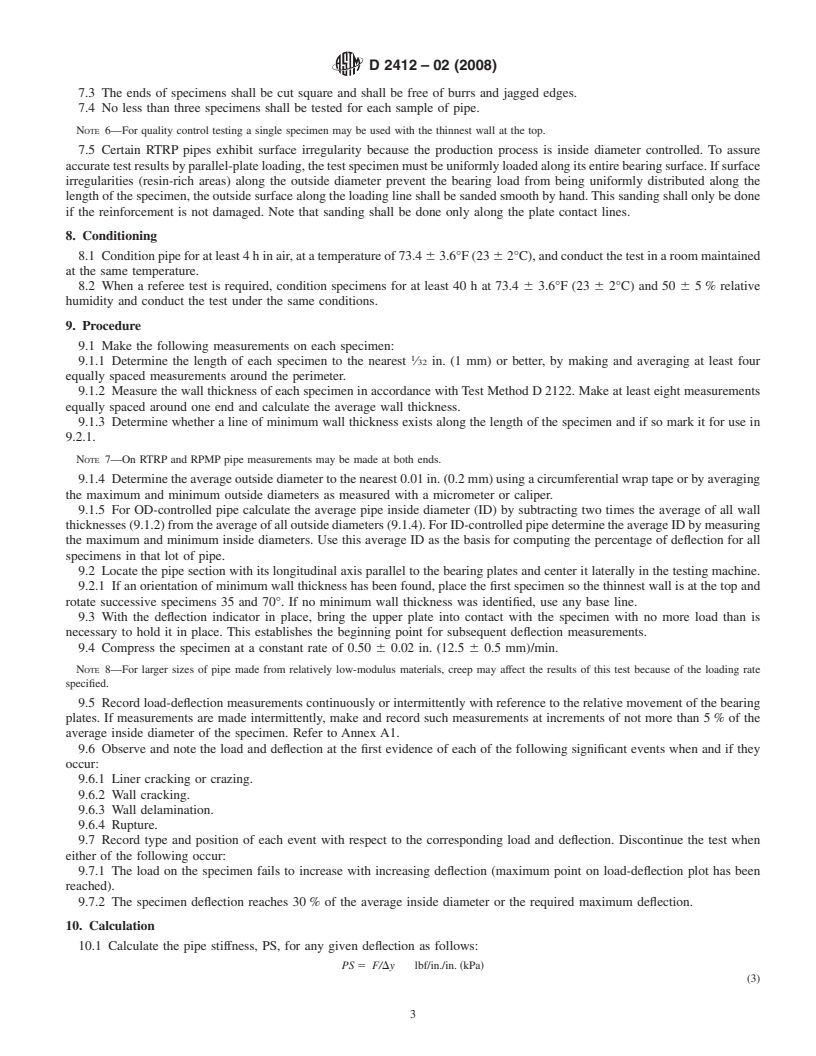 REDLINE ASTM D2412-02(2008) - Standard Test Method for  Determination of External Loading Characteristics of Plastic Pipe by Parallel-Plate Loading