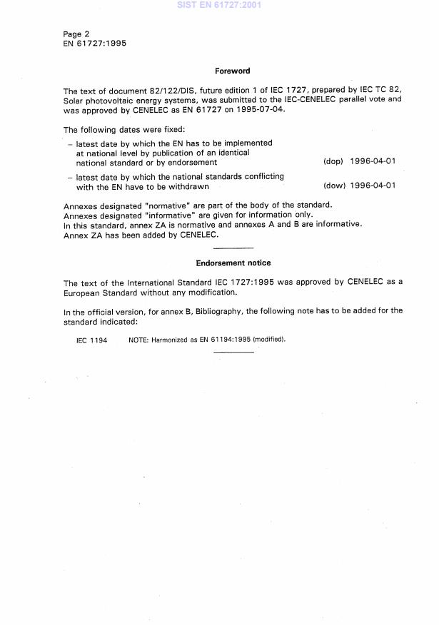 EN 61727:1995 EN 61727:2001 - Page 4 preview