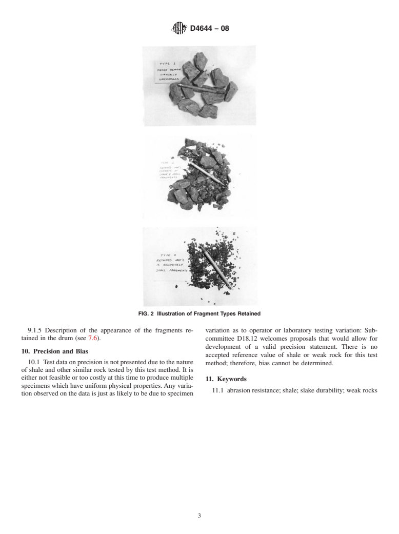 ASTM D4644-08 - Standard Test Method for  Slake Durability of Shales and Similar Weak Rocks