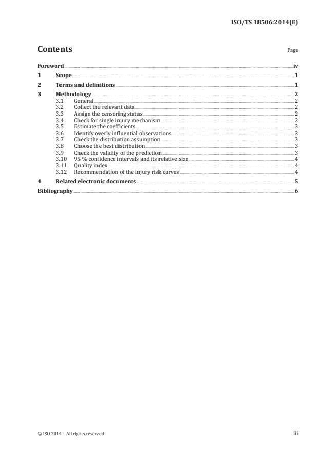 ISO/TS 18506:2014 - Procedure to construct injury risk curves for the evaluation of road user protection in crash tests