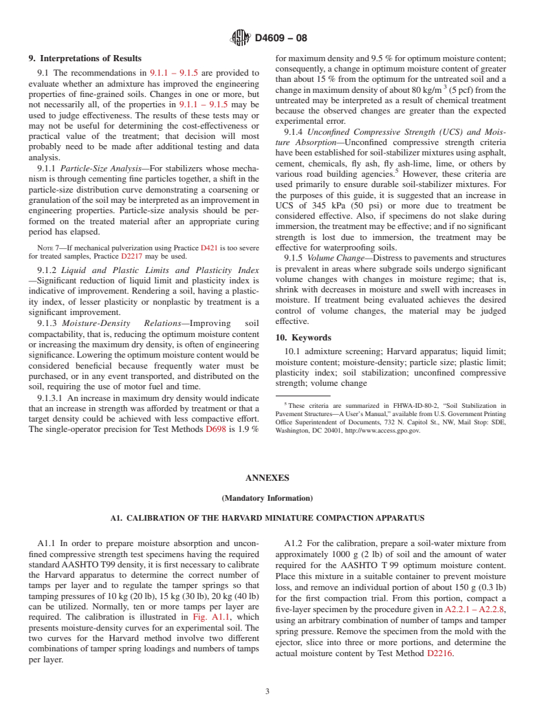 ASTM D4609-08 - Standard Guide for  Evaluating Effectiveness of Admixtures for Soil Stabilization (Withdrawn 2017)