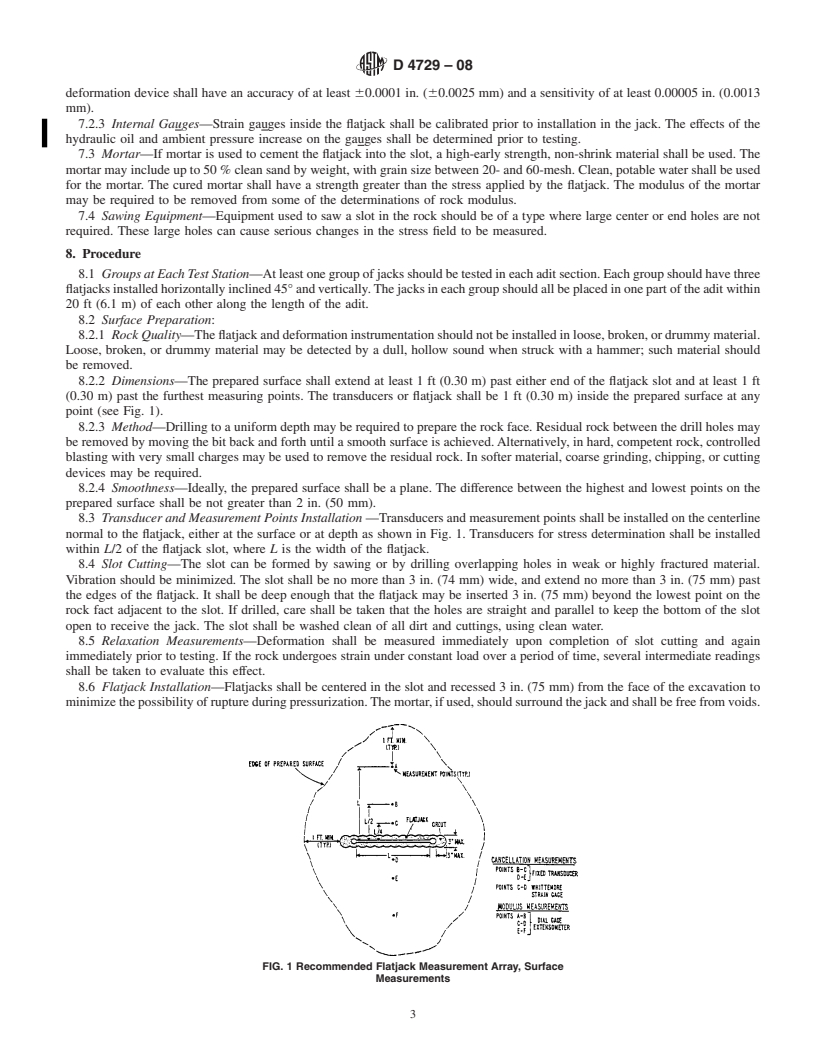 REDLINE ASTM D4729-08 - Standard Test Method for  In Situ Stress and Modulus of Deformation Using Flatjack Method (Withdrawn 2017)