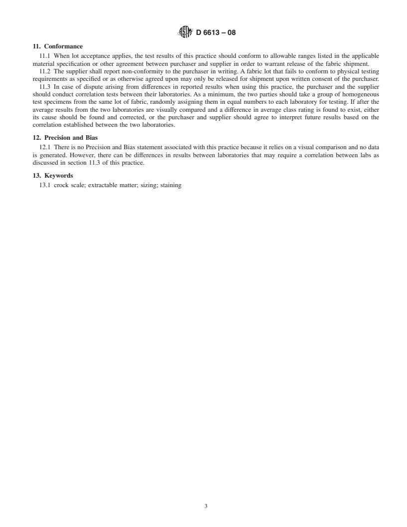 REDLINE ASTM D6613-08 - Standard Practice for Determining the Presence of Sizing in Nylon or Polyester Fabric