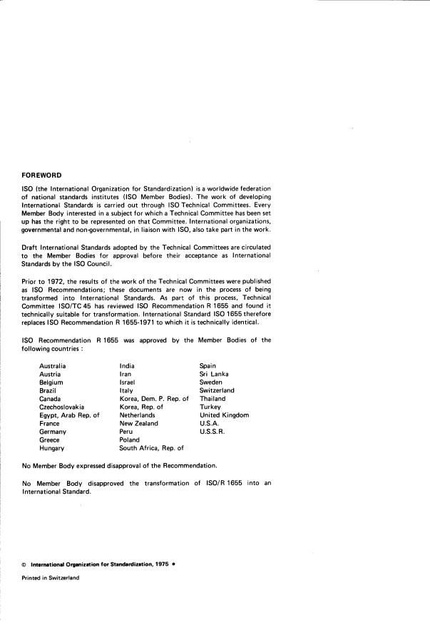 ISO 1655:1975 ISO 1655:1975 - Raw rubber and rubber latex -- Determination of manganese content -- Potassium periodate photometric method - Page 2 preview