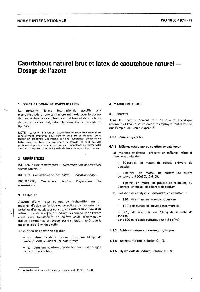 ISO 1656:1974 - Raw natural rubber and natural rubber latex — Determination of nitrogen
Released:2/1/1974