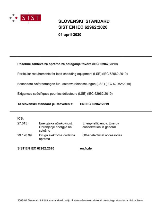 EN IEC 62962:2020 - BARVE