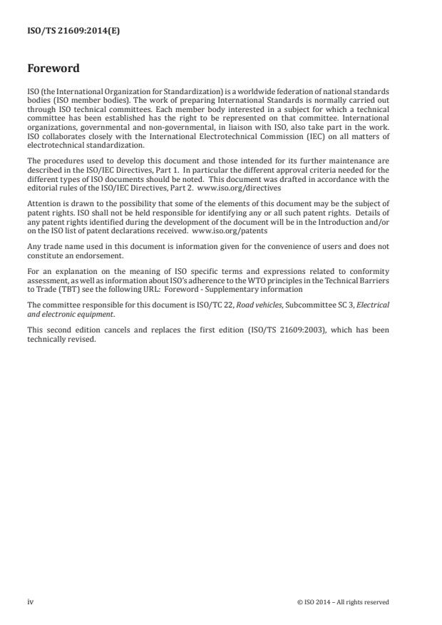 ISO/TS 21609:2014 ISO/TS 21609:2014 - Road vehicles -- (EMC) guidelines for installation of aftermarket radio frequency transmitting equipment - Page 4 preview