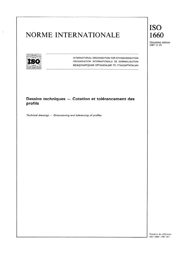 ISO 1660:1987 - Dessins techniques -- Cotation et tolérancement des profils