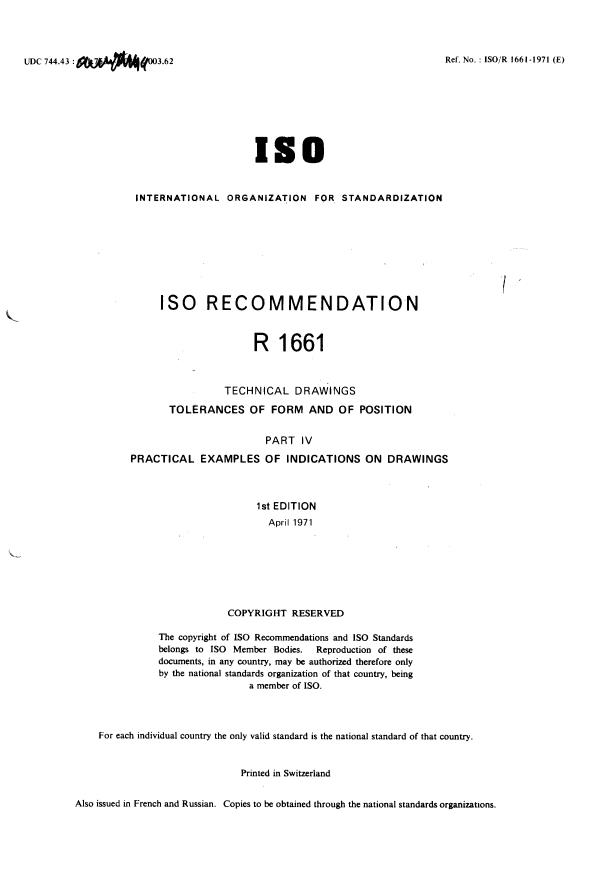 Iso R 1661 1971 Withdrawal Of Iso R 1661 1971