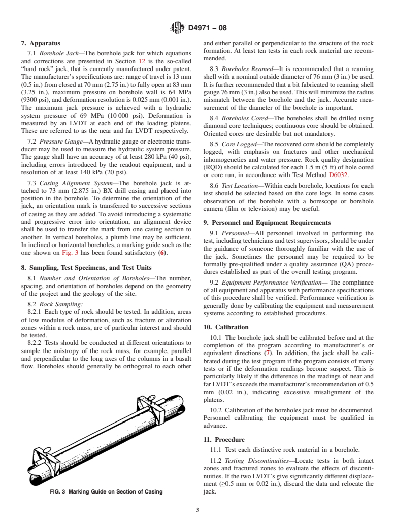 ASTM D4971-08 - Standard Test Method for Determining In Situ Modulus of Deformation of Rock Using Diametrically Loaded 76-mm (3-in.) Borehole Jack