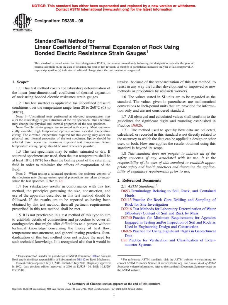 ASTM D5335-08 - Standard Test Method for Linear Coefficient of Thermal ...