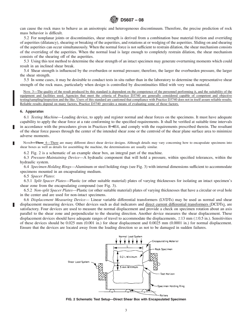 REDLINE ASTM D5607-08 - Standard Test Method for  Performing Laboratory Direct Shear Strength Tests of Rock Specimens Under Constant Normal Force