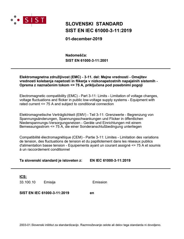 EN IEC 61000-3-11:2019 - BARVE