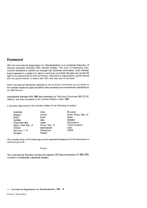 ISO 1663:1981 ISO 1663:1981 - Cellular plastics -- Determination of water vapour transmission rate of rigid materials - Page 2 preview