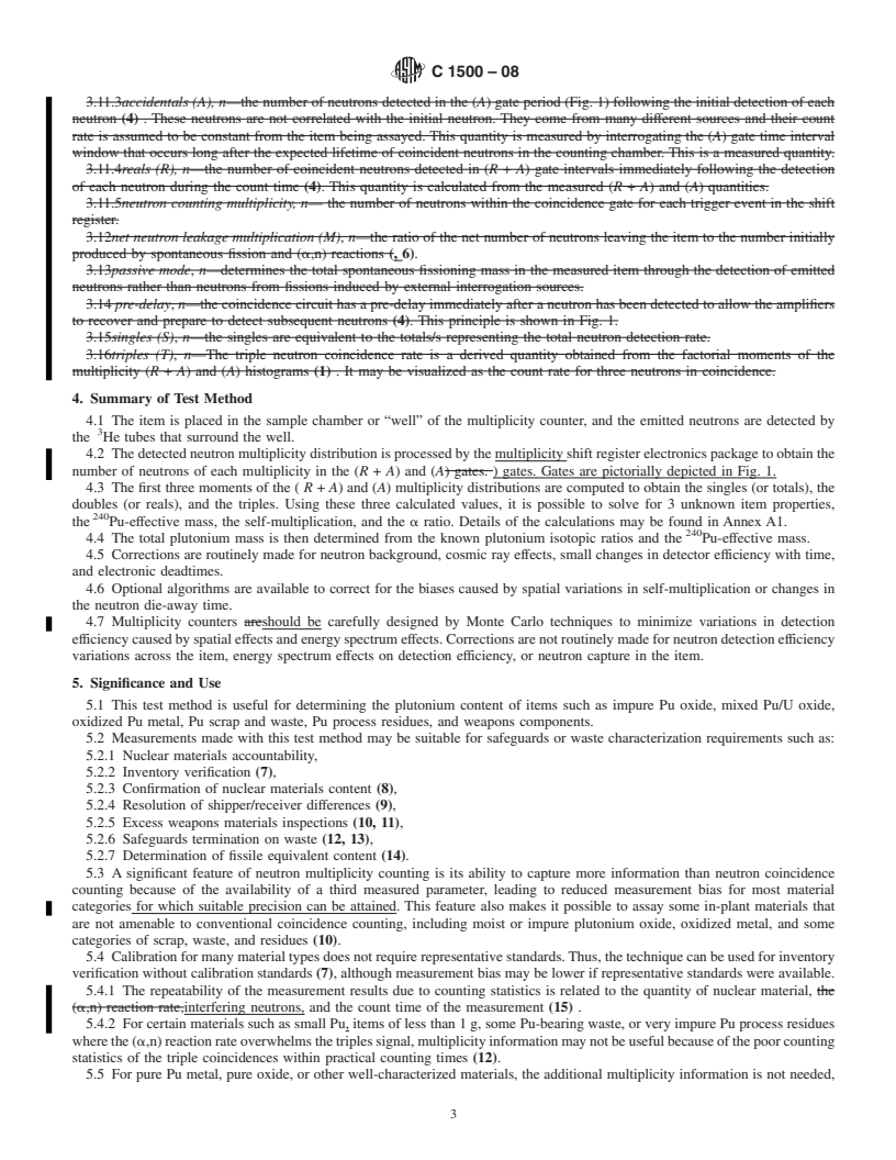 REDLINE ASTM C1500-08 - Standard Test Method for Nondestructive Assay of Plutonium by Passive Neutron Multiplicity Counting