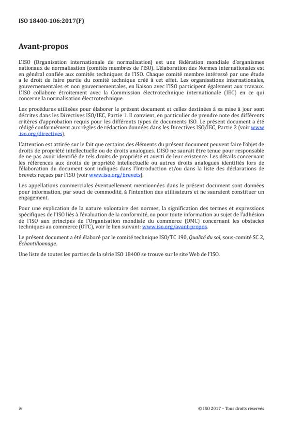 ISO 18400-106:2017 ISO 18400-106:2017 - Qualité du sol -- Échantillonnage - Page 4 preview