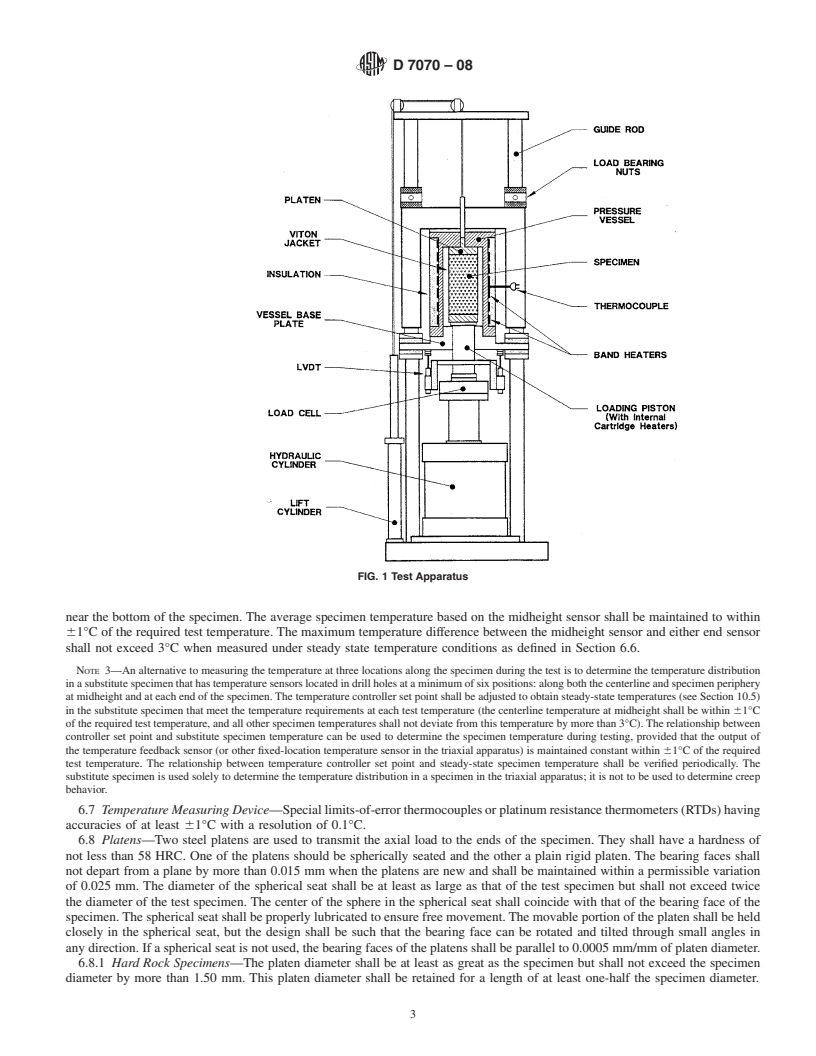 REDLINE ASTM D7070-08 - Standard Test Methods for Creep of Rock Core Under Constant Stress and Temperature