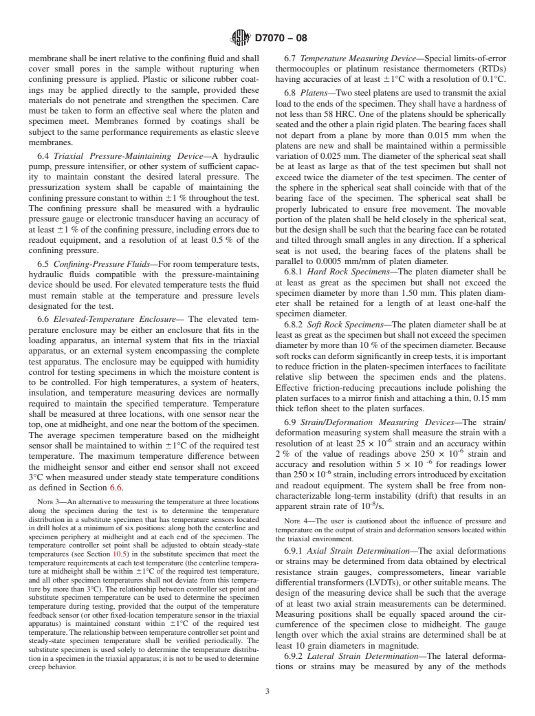 ASTM D7070-08 - Standard Test Methods for Creep of Rock Core Under Constant Stress and Temperature